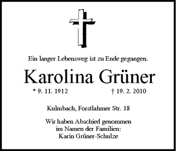 Anzeige von Karolina Grüner von MGO