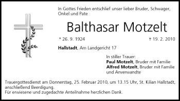 Anzeige von Balthasar Motzelt von MGO