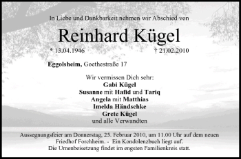 Anzeige von Reinhard Kügel von MGO
