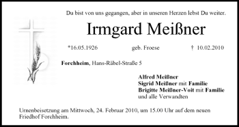 Anzeige von Irmgard Meißner von MGO