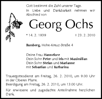 Anzeige von Georg Ochs von MGO