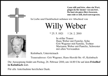Anzeige von Willy Weber von MGO