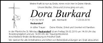 Anzeige von Dora Burkard von MGO