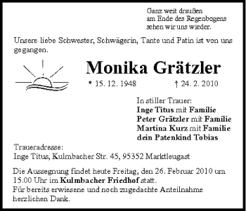Anzeige von Monika Grätzler von MGO