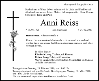 Anzeige von Anni Reiss von MGO