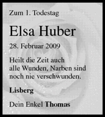 Anzeige von Elsa Huber von MGO
