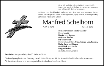 Anzeige von Manfred Schelhorn von MGO