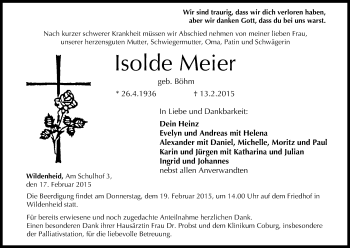 Anzeige von Isolde Meier von MGO