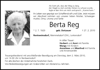 Anzeige von Berta Reg von MGO
