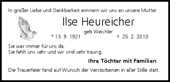 Anzeige von Ilse Heureicher von MGO