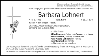 Anzeige von Barbara Lohnert von MGO
