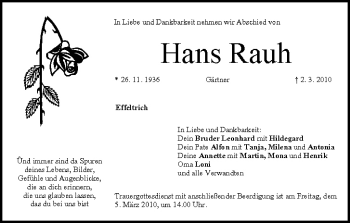 Anzeige von Hans Rauh von MGO