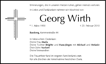 Anzeige von Georg Wirth von MGO