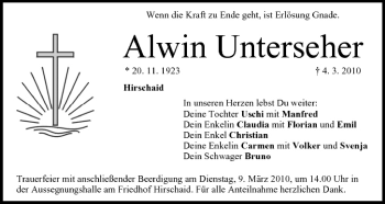 Anzeige von Alwin Unterseher von MGO