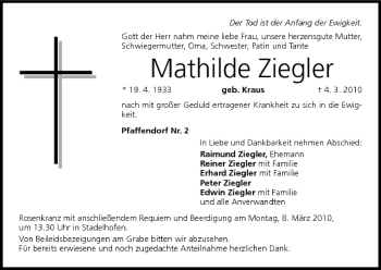 Anzeige von Mathilde Ziegler von MGO