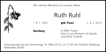 Anzeige von Ruth Ruhl von MGO