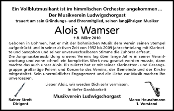 Anzeige von Alois Wamser von MGO