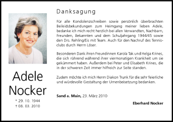 Anzeige von Adele Nocker von MGO