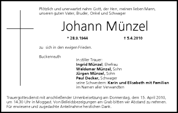 Anzeige von Johann Münzel von MGO