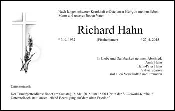 Anzeige von Richard Hahn von MGO
