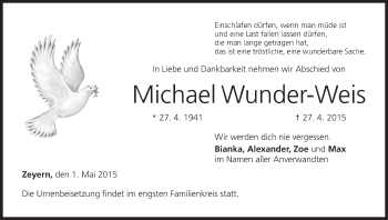 Anzeige von Michael Wunder-Weis von MGO