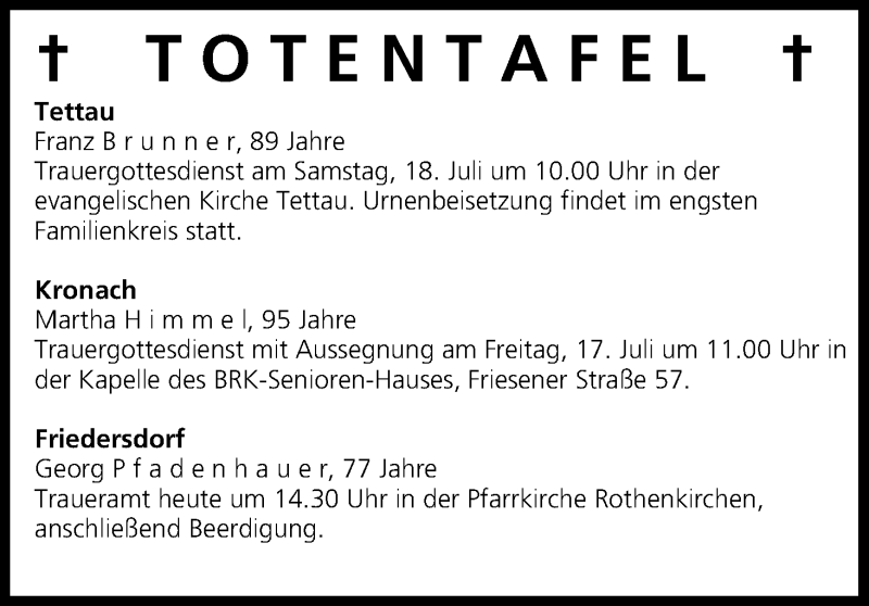  Traueranzeige für Martha Himmel vom 16.07.2015 aus MGO