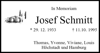 Anzeige von Josef Schmitt von MGO