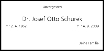Anzeige von Josef Otto Schurek von MGO