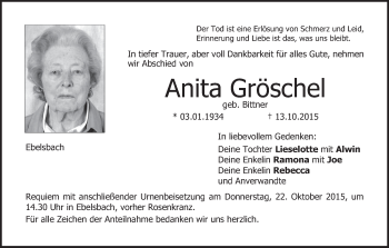Anzeige von Anita Gröschel von MGO