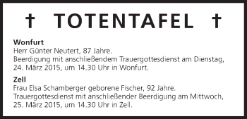 Anzeige von Totentafel 24.03.2015 von MGO