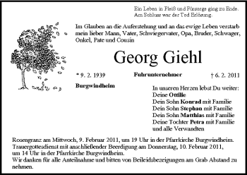 Anzeige von Georg Giehl von MGO