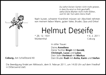 Anzeige von Helmut Deseife von MGO