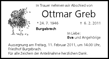 Anzeige von Ottmar Greb von MGO