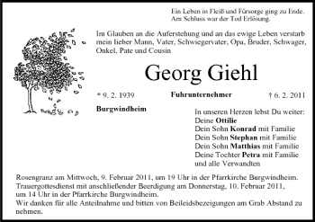 Anzeige von Georg Giehl von MGO