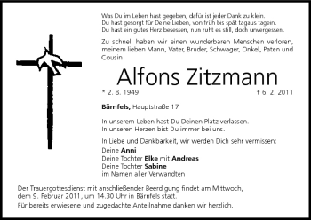 Anzeige von Alfons Zitzmann von MGO