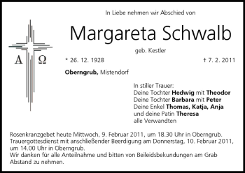 Anzeige von Margareta Schwalb von MGO