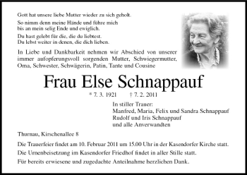 Anzeige von Else Schnappauf von MGO