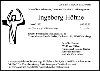 Anzeige von Ingeborg Höhne von MGO
