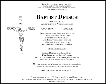 Anzeige von Baptist Dietsch von MGO