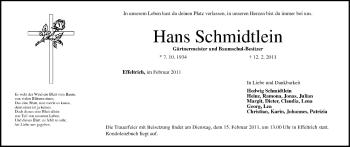 Anzeige von Hans Schmidtlein von MGO