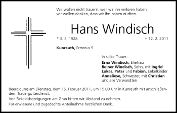 Anzeige von Hans Windisch von MGO