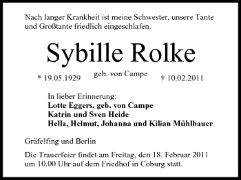 Anzeige von Sybille Rolke von MGO