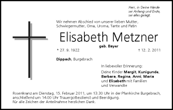 Anzeige von Elisabeth Metzner von MGO