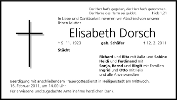 Anzeige von Elisabeth Dorsch von MGO