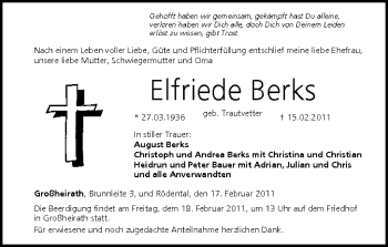Anzeige von Elfriede Berks von MGO