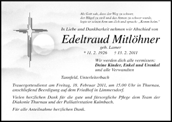 Anzeige von Edeltraud Mitlöhner von MGO