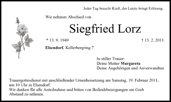 Anzeige von Siegfried Lorz von MGO