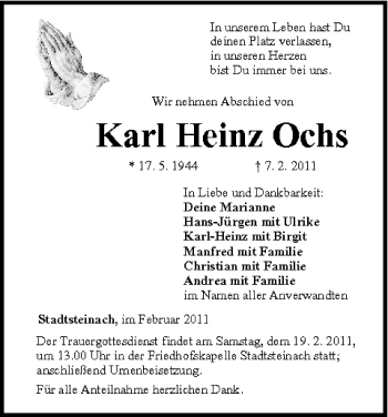 Anzeige von Karl Heinz Ochs von MGO