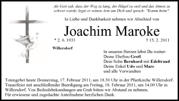 Anzeige von Joachim Maroke von MGO