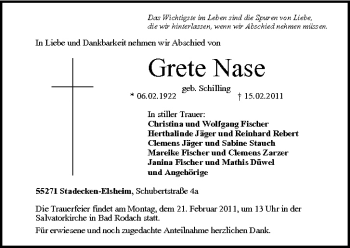 Anzeige von Grete Nase von MGO